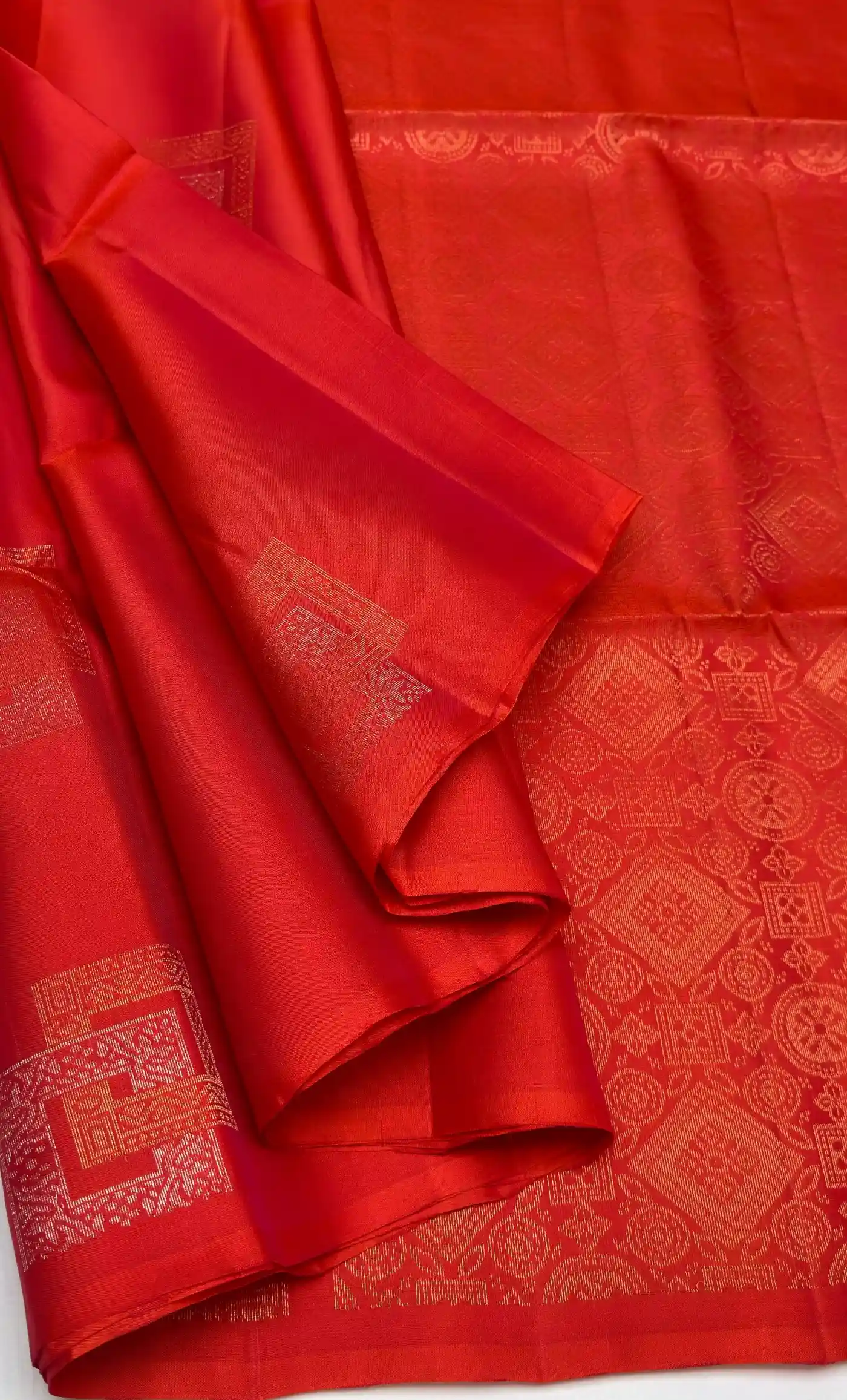 Kanchipuram Geometric Box and Square Zari Motifs Soft Silk Saree